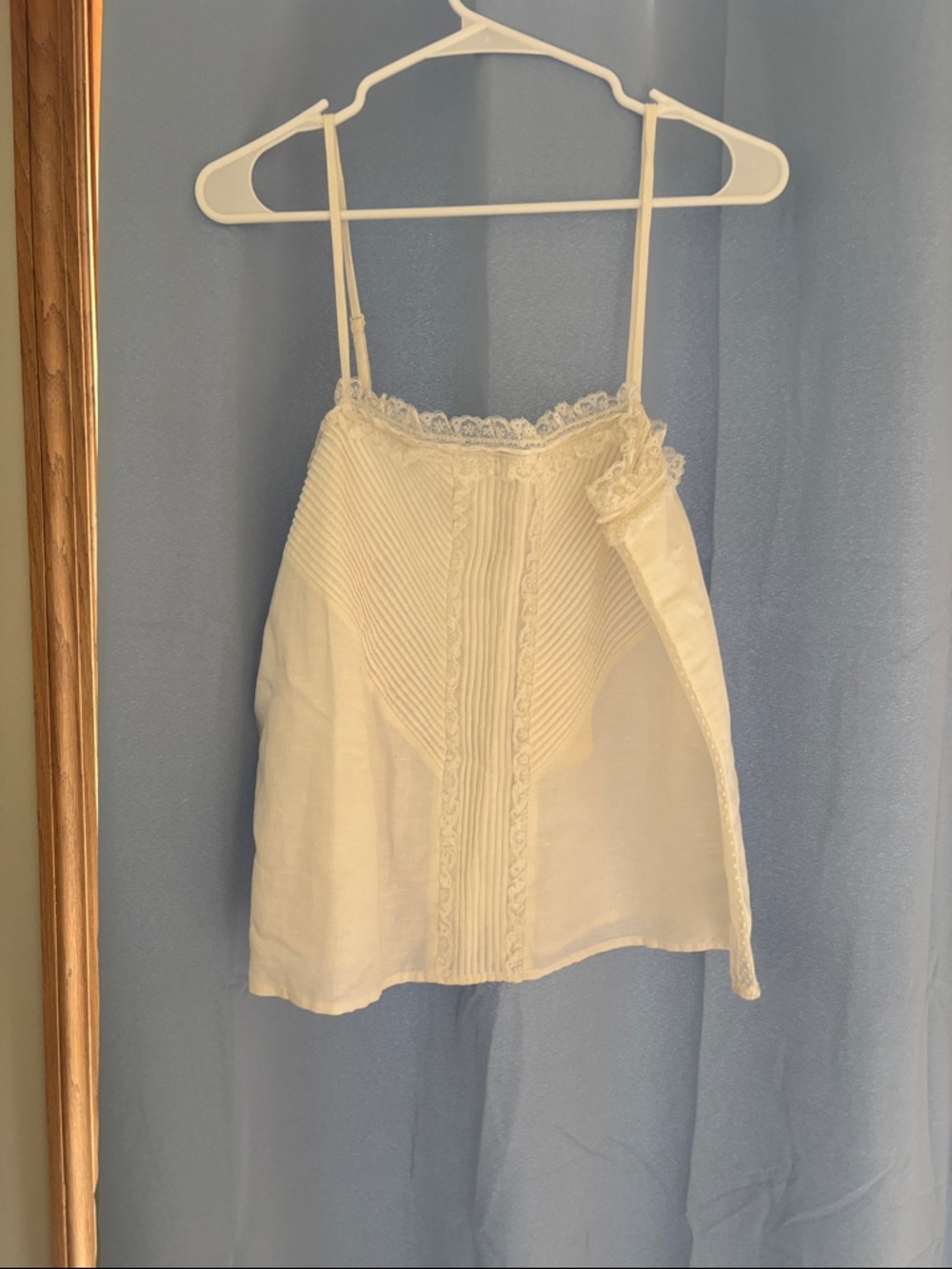 Sezane Cream Lace-Trim Cotton Camisole